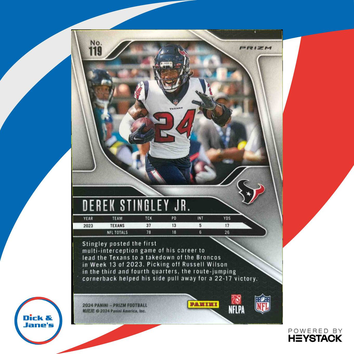2024 Panini Prizm Derek Stingley Jr. Red #119 Houston Texans