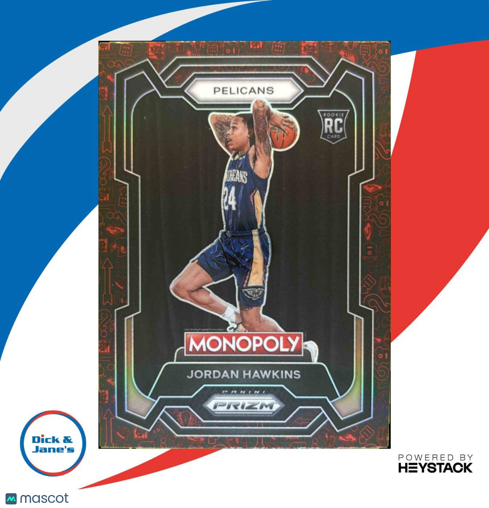 2023-24 Prizm Monopoly Jordan Hawkins Man Red Pattern 56 RC New Orleans Pelicans