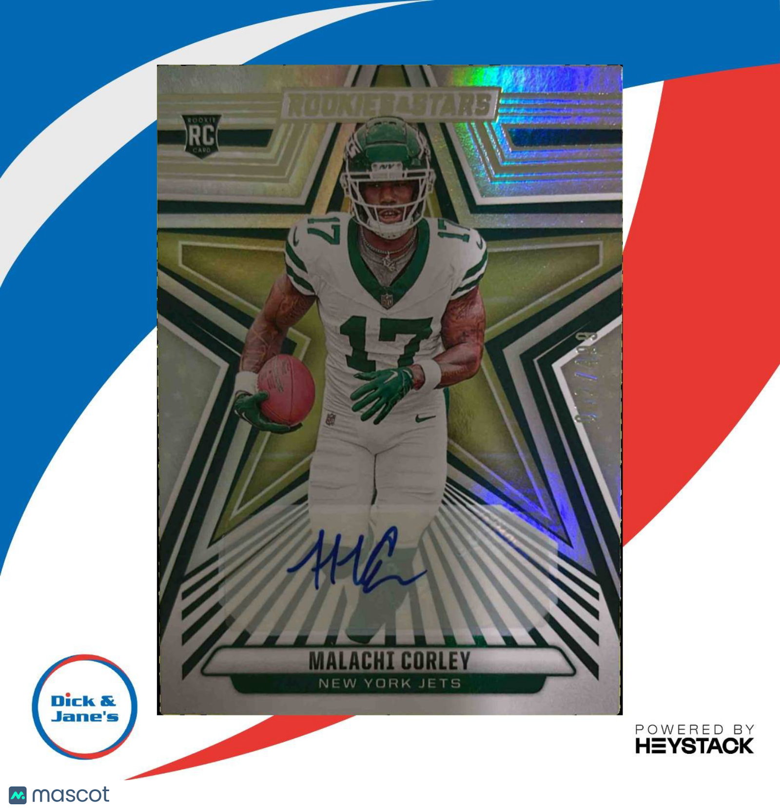 2024 Rookies & Stars Malachi Corley Signatures 2/499 #170 RC Auto New York Jets