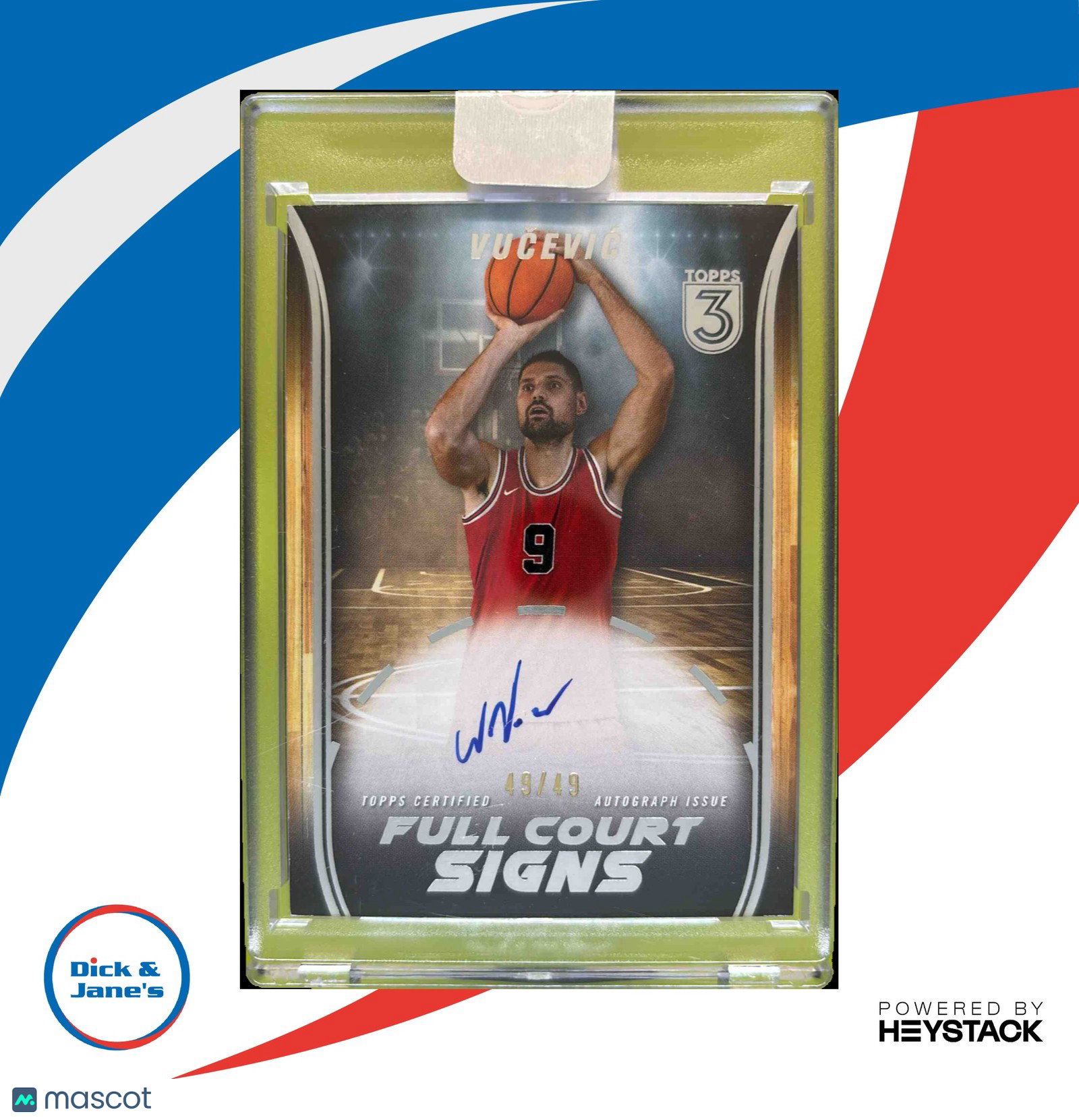 2023-24 Topps 3 Nikola Vucevic Full Court Signs 49/49 Auto Chicago Bulls