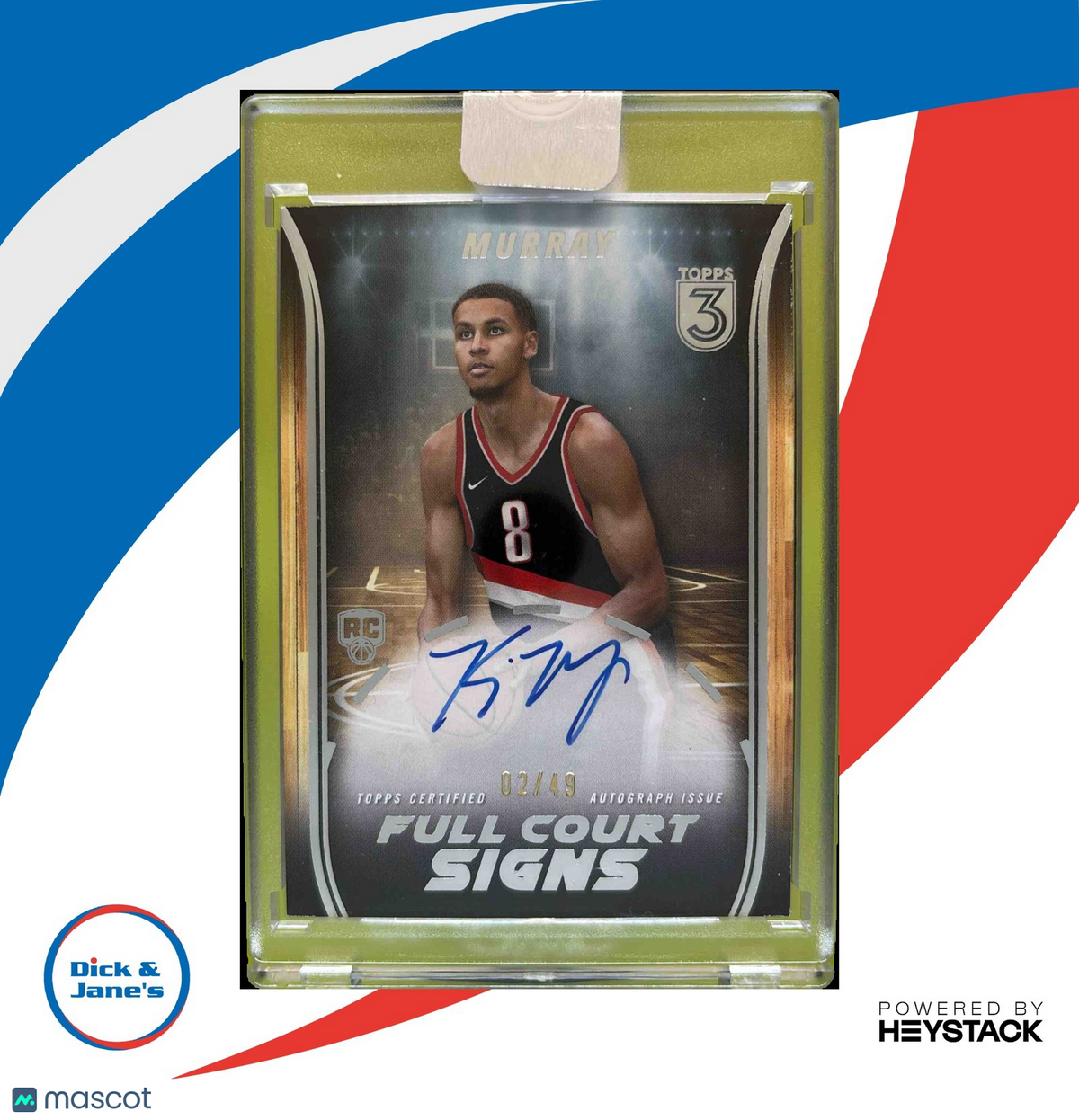 2023-24 Topps 3 Kris Murray Full Court Signs 2/49 #FCS-KMU RC Auto Trail Blazers