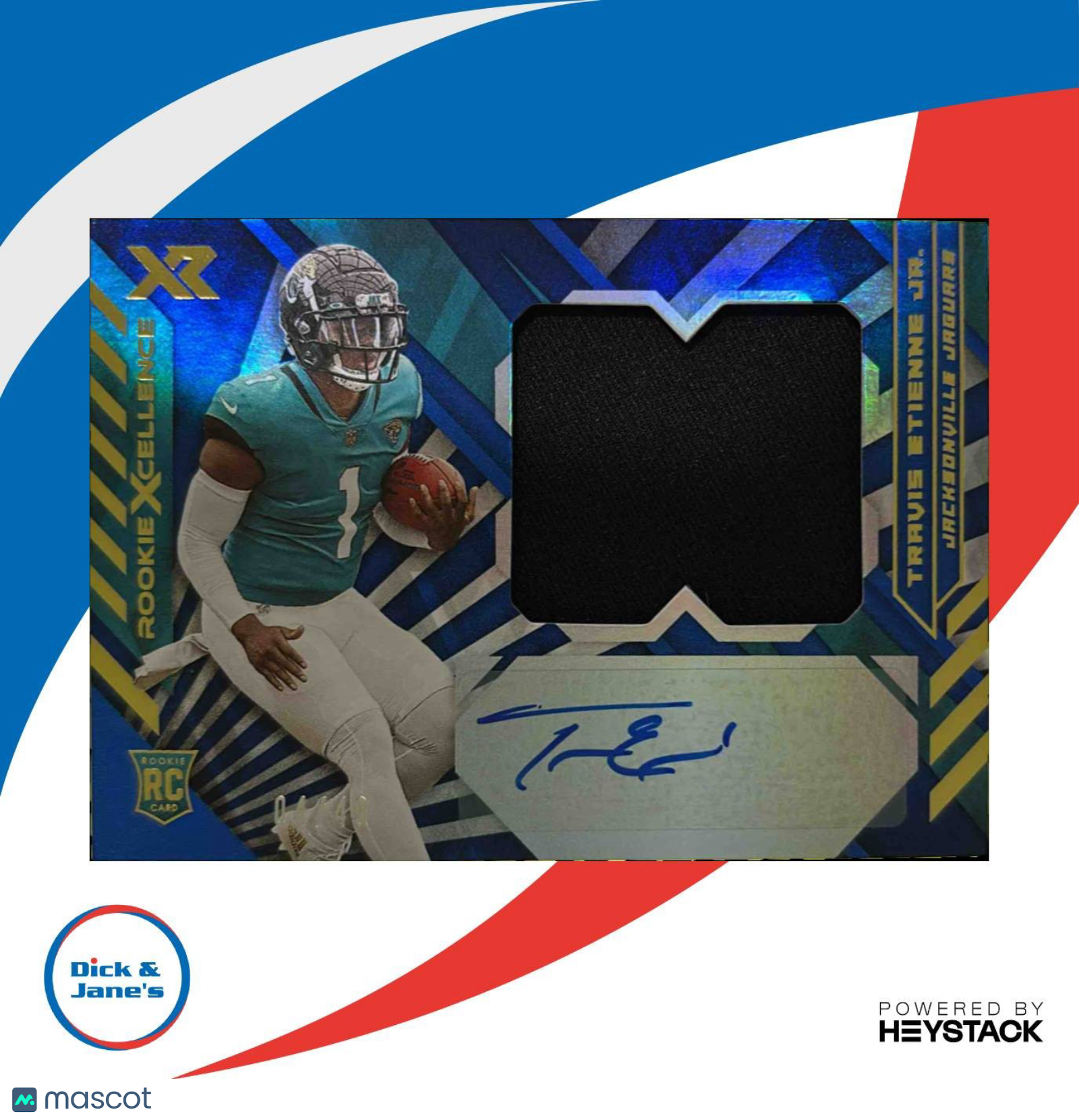 2021 Panini XR Travis Etienne Jr. Rookie XL Swatch Auto Blue /49 RC Jacksonville