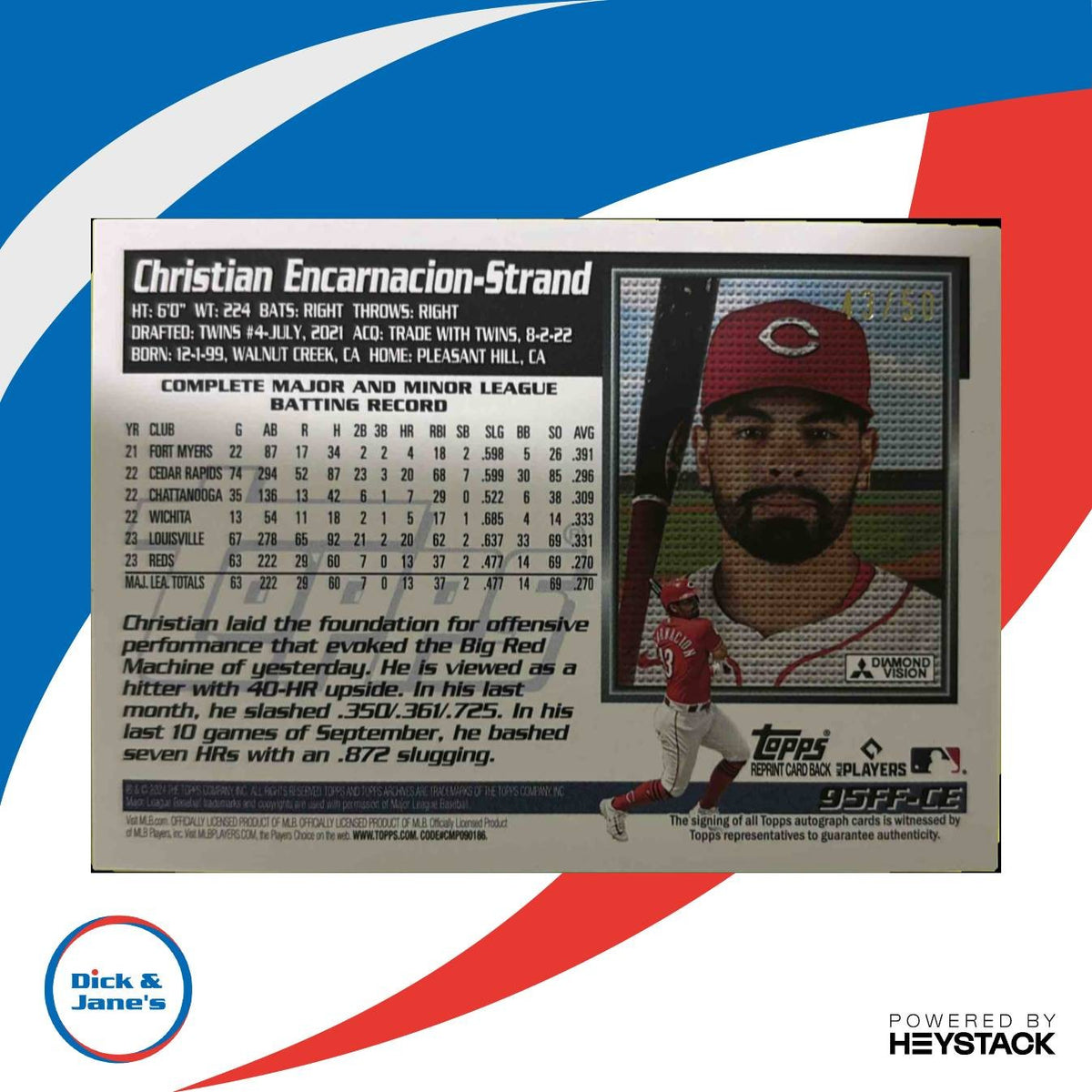 2024 Topps Archives Christian Encarnacion-Strand 95 Fan Favorites Auto Gold /50