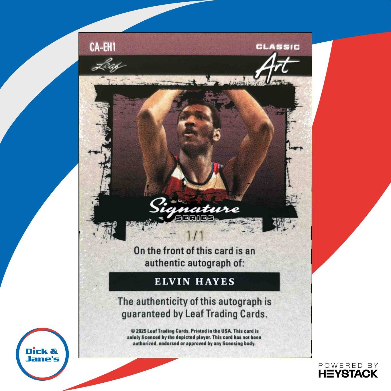 2025 Leaf Signature Series Elvin Hayes Classic Art Crystal Memorial 1/1 Auto
