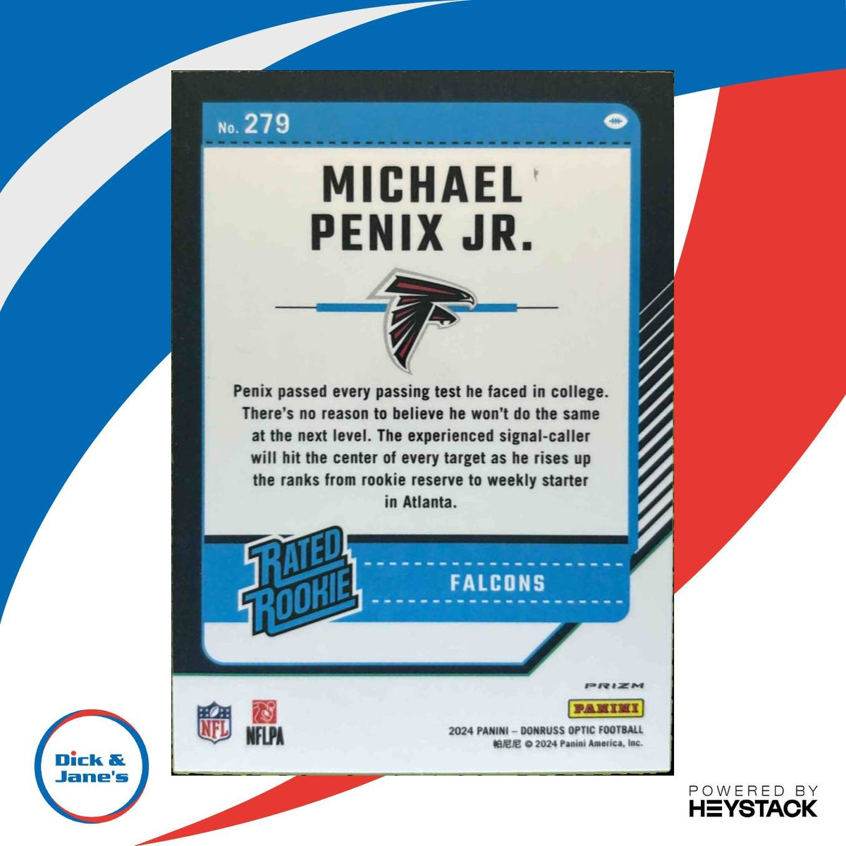 2024 Donruss Optic Michael Penix Jr. Purple Shock Rated Rookie Atlanta Falcons