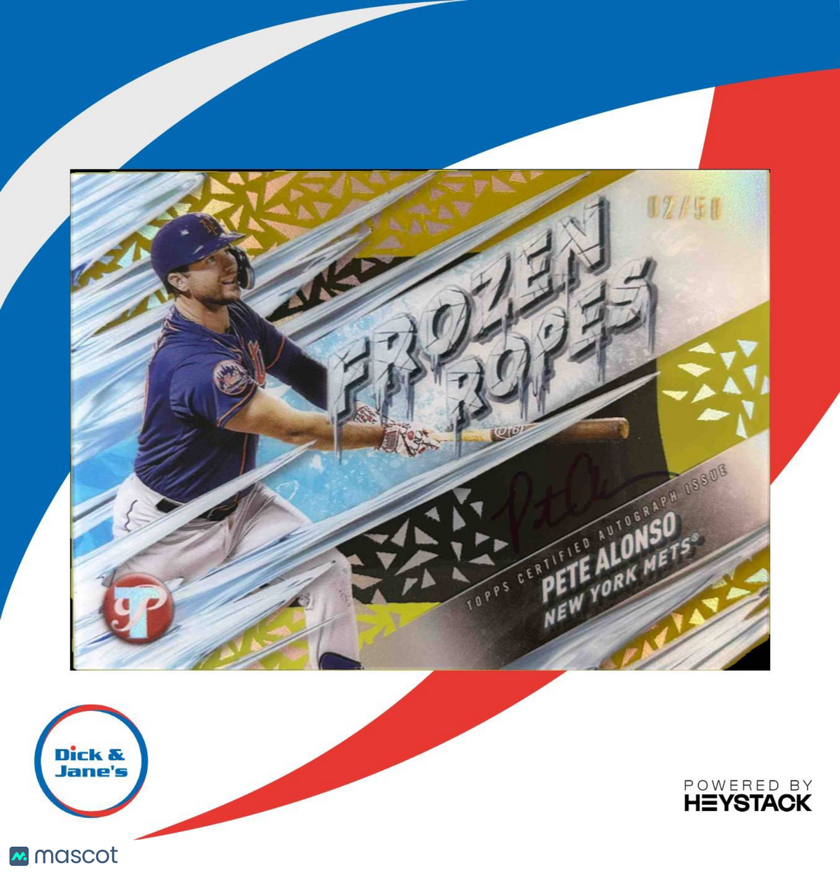 2024 Topps Pristine Pete Alonso Frozen Ropes Auto Gold Refractor 02/50 NY Mets