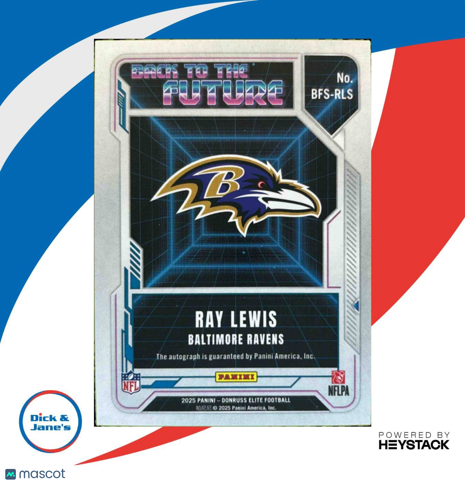 2025 Donruss Elite Ray Lewis Back to the Future Signatures Purple 11/49 Ravens - Sports Cards
