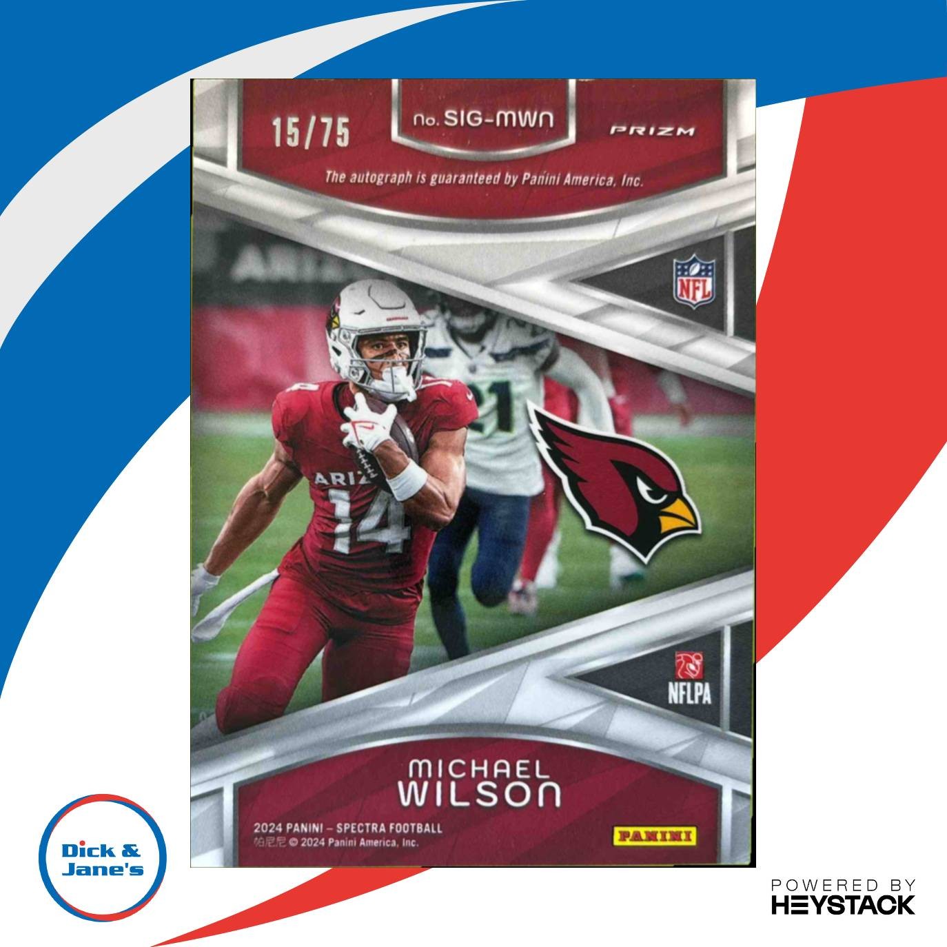 2024 Spectra Michael Wilson Signatures Celestial 15/75 Auto Arizona Cardinals - Sports Cards