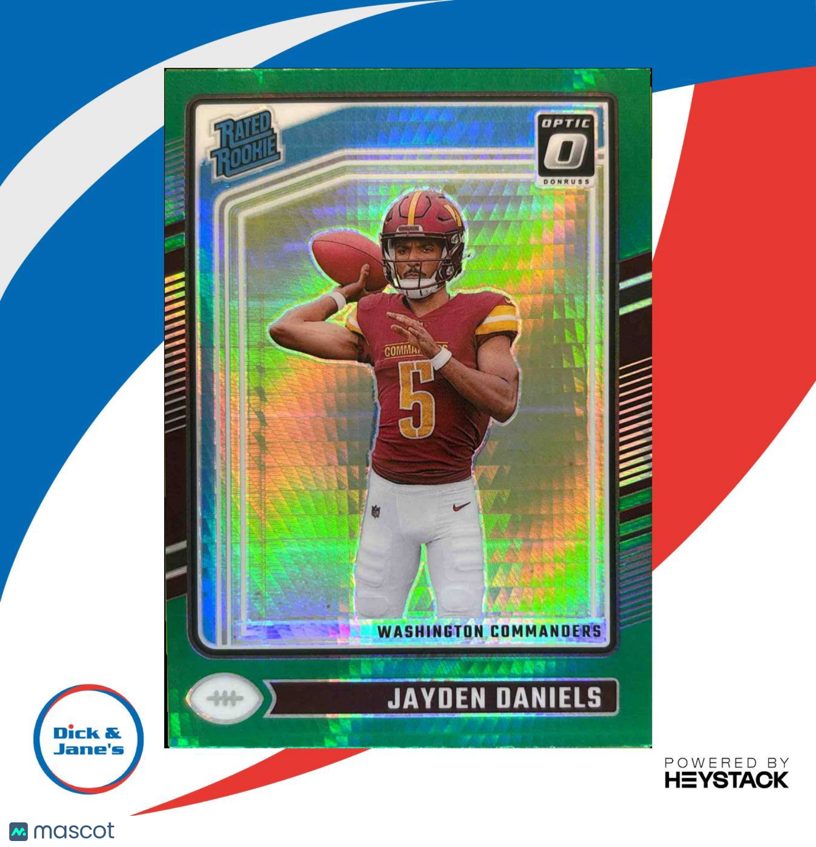 2024 Donruss Optic Jayden Daniels Green Hyper #248 Rated Rookie Commanders - Sports Cards