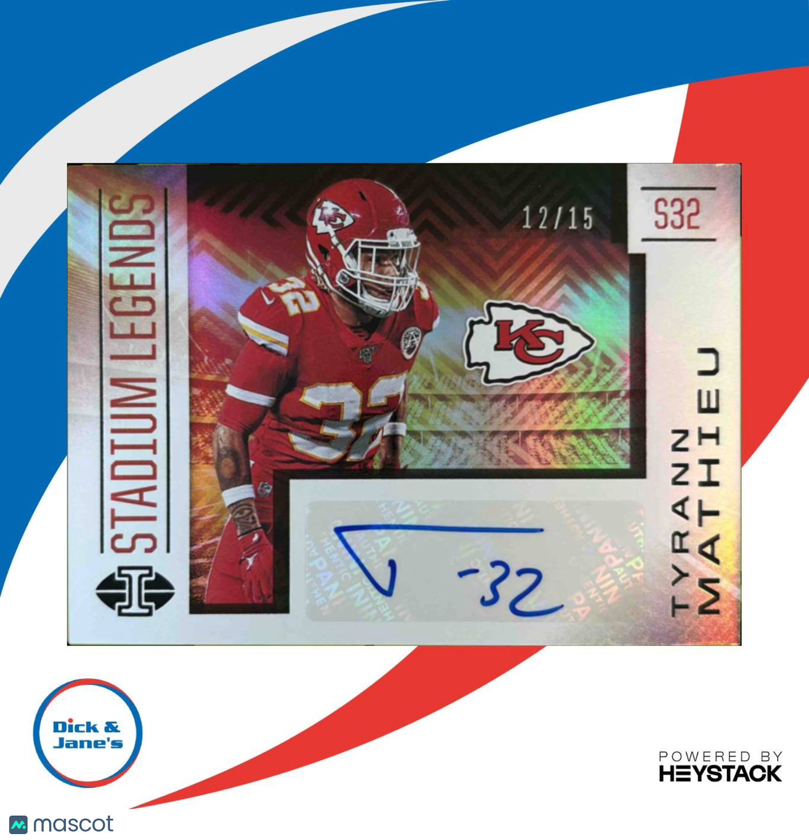 2020 Illusions Tyrann Mathieu Stadium Legends Black 12/15 #SL12 Auto Kansas City - Sports Cards