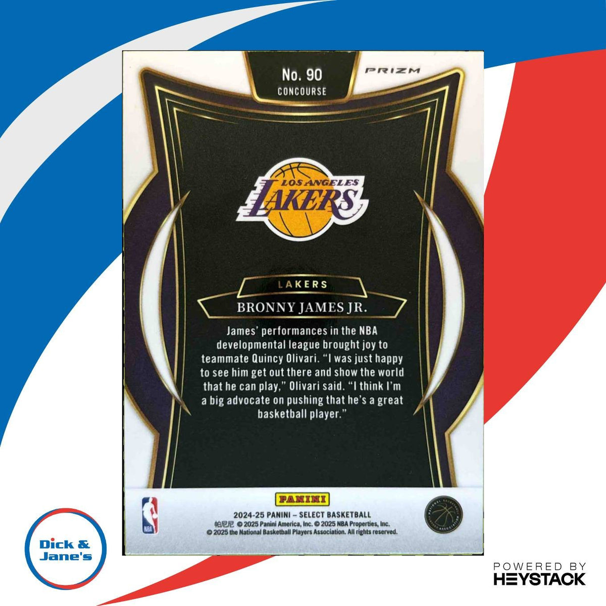 2024-25 Panini Select Bronny James Red Cracked Ice Prizm RC Los Angeles Lakers