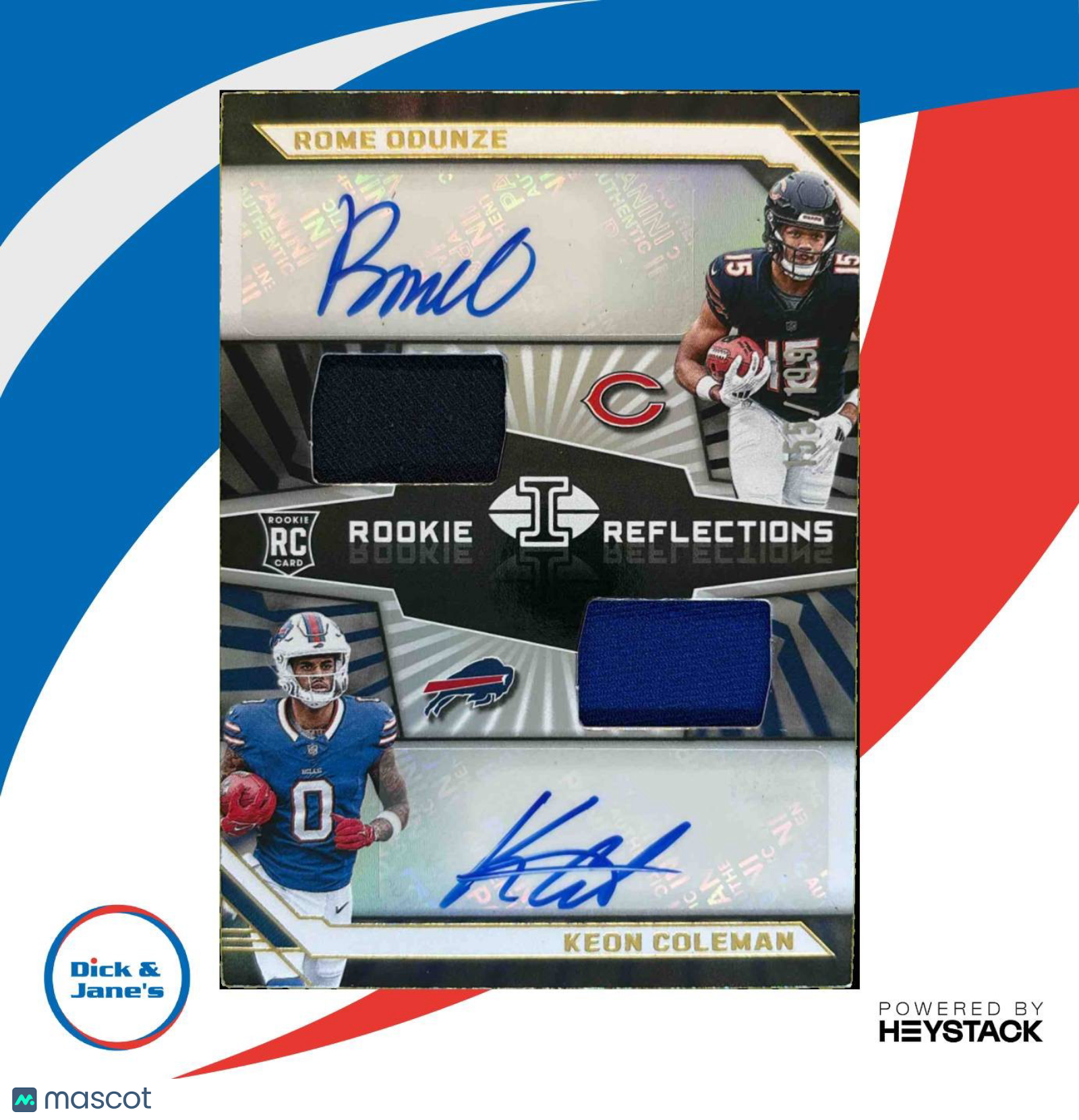 2024 Illusions Rome Odunze Keon Coleman Rookie Reflections Dual Patch Auto /199 - Sports Cards