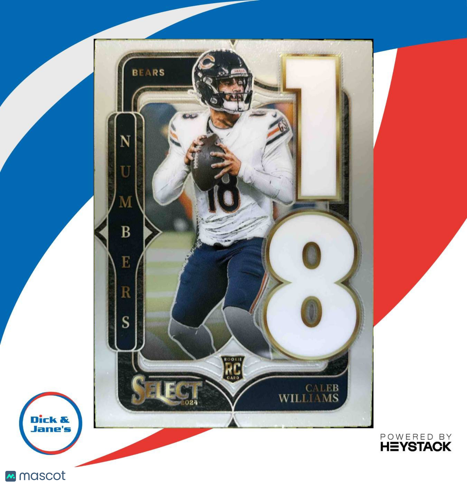 2024 Panini Select Caleb Williams Numbers #19 RC Chicago Bears Rookie Card - Sports Cards