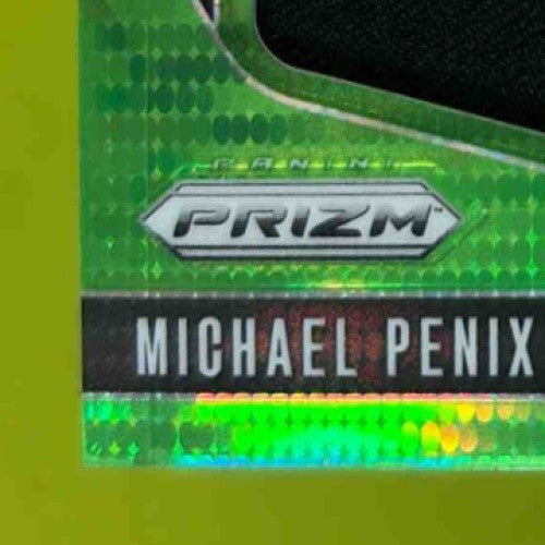2024 Prizm Michael Penix Premier Jerseys Neon Green Pulsar RC Atlanta Falcons - Sports Cards