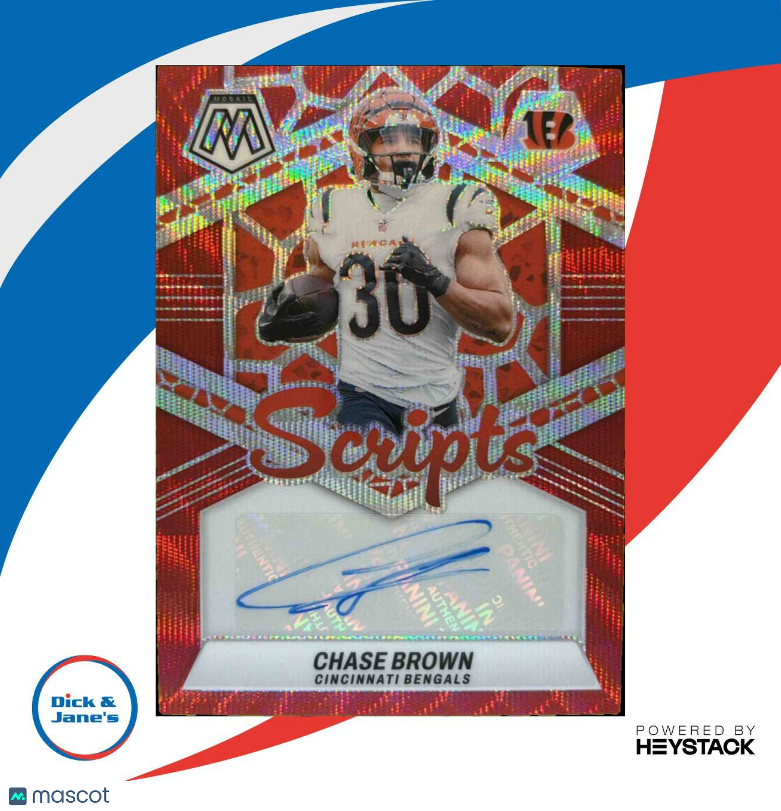 2024 Panini Mosaic Chase Brown Scripts Red Wave #SC-CBR Auto Cincinnati Bengals - Sports Cards