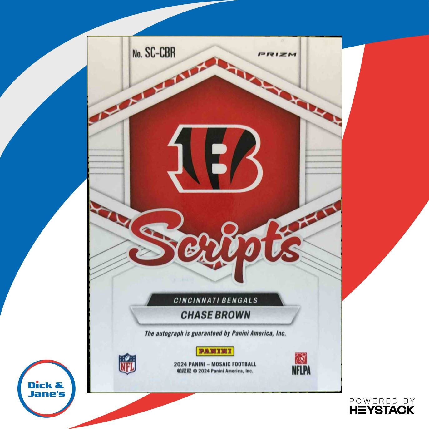 2024 Panini Mosaic Chase Brown Scripts Red Wave #SC-CBR Auto Cincinnati Bengals - Sports Cards