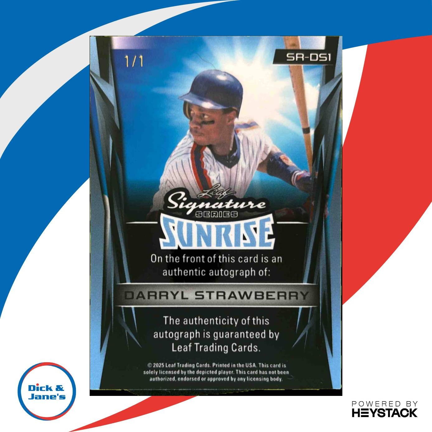 2025 Leaf Signature Series Sunrise Darryl Strawberry Auto Circles Blue 1/1 Mets - Sports Cards