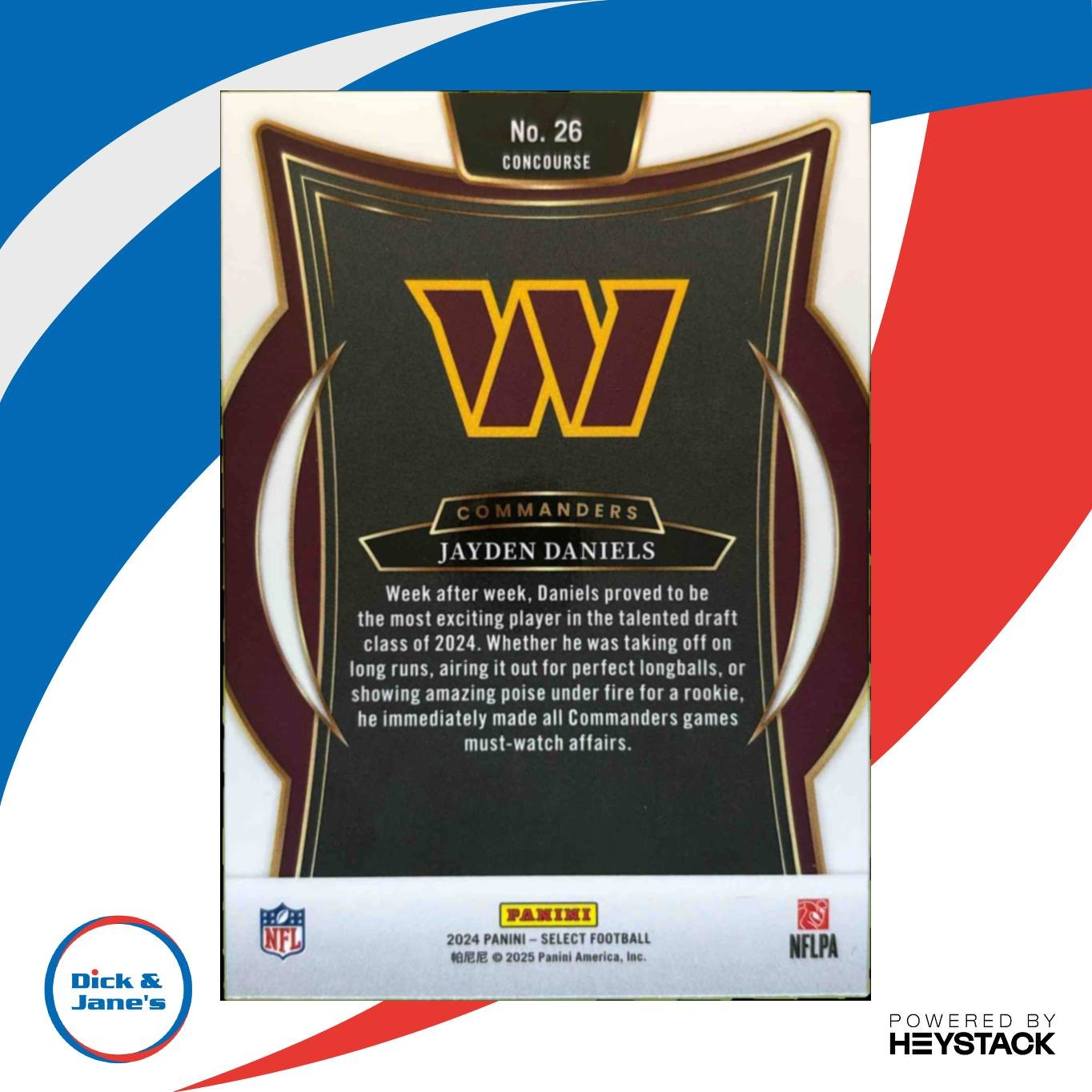 2024 Panini Select Jayden Daniels Concourse #26 RC Washington Commanders Rookie - Sports Cards