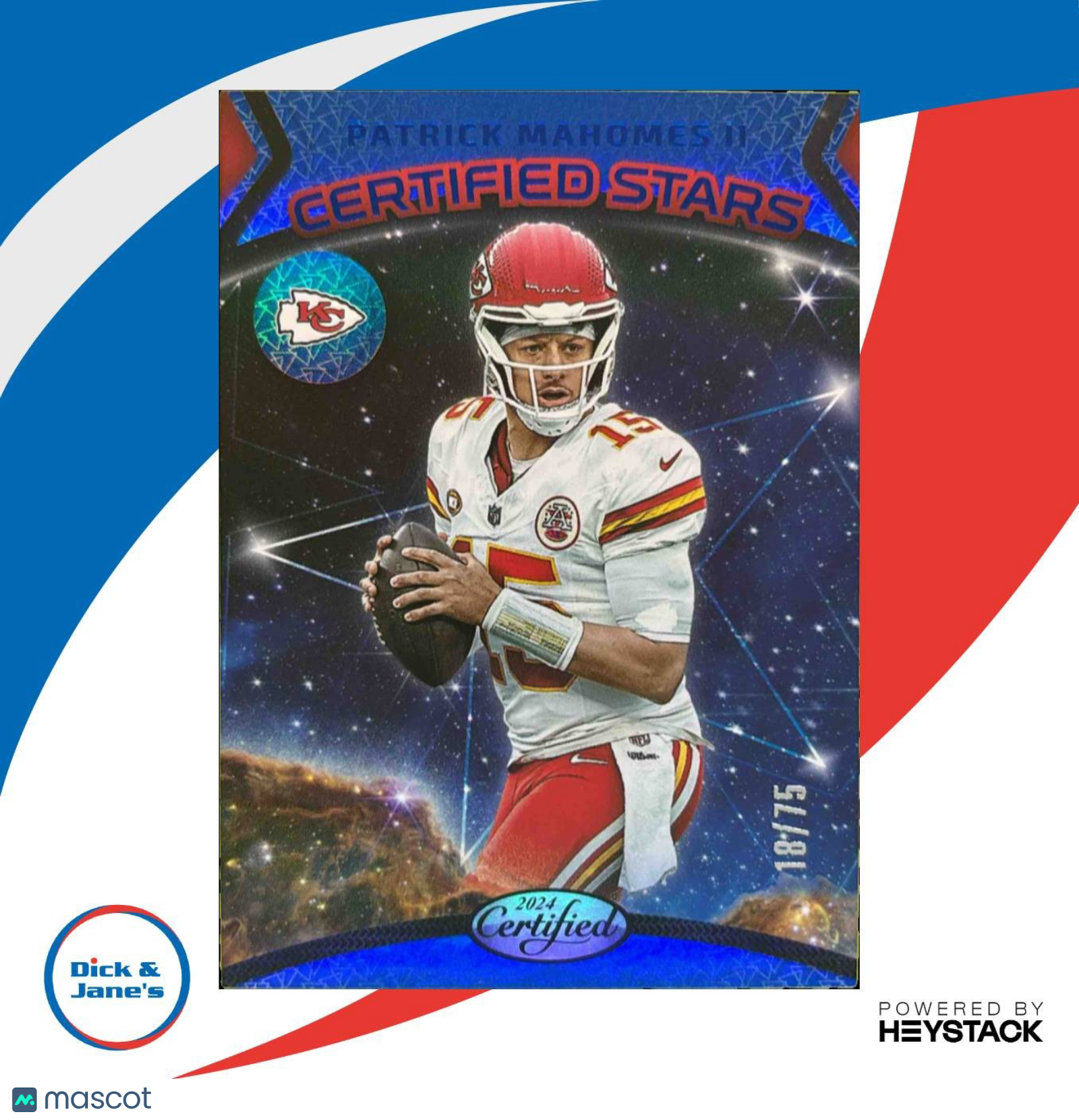 2024 Panini Certified Patrick Mahomes Stars Blue Mirror 18/75 Kansas City Chiefs - Sports Cards