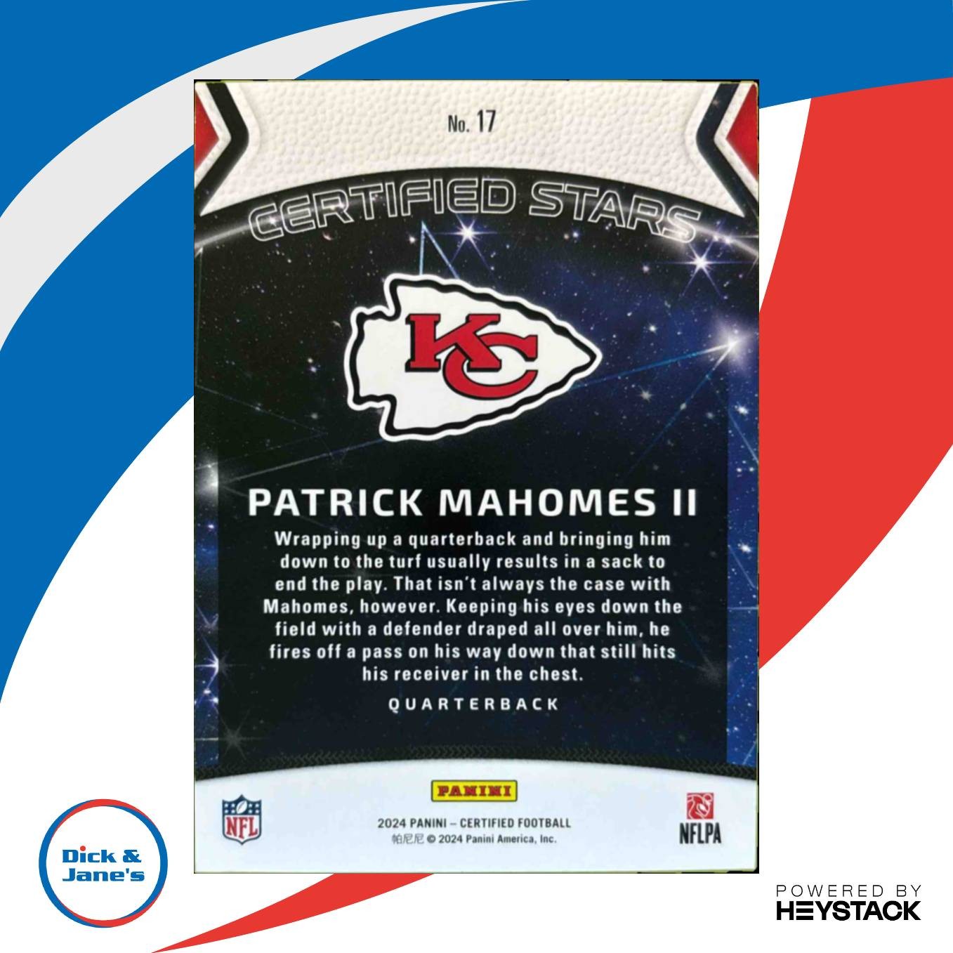 2024 Panini Certified Patrick Mahomes Stars Blue Mirror 18/75 Kansas City Chiefs - Sports Cards