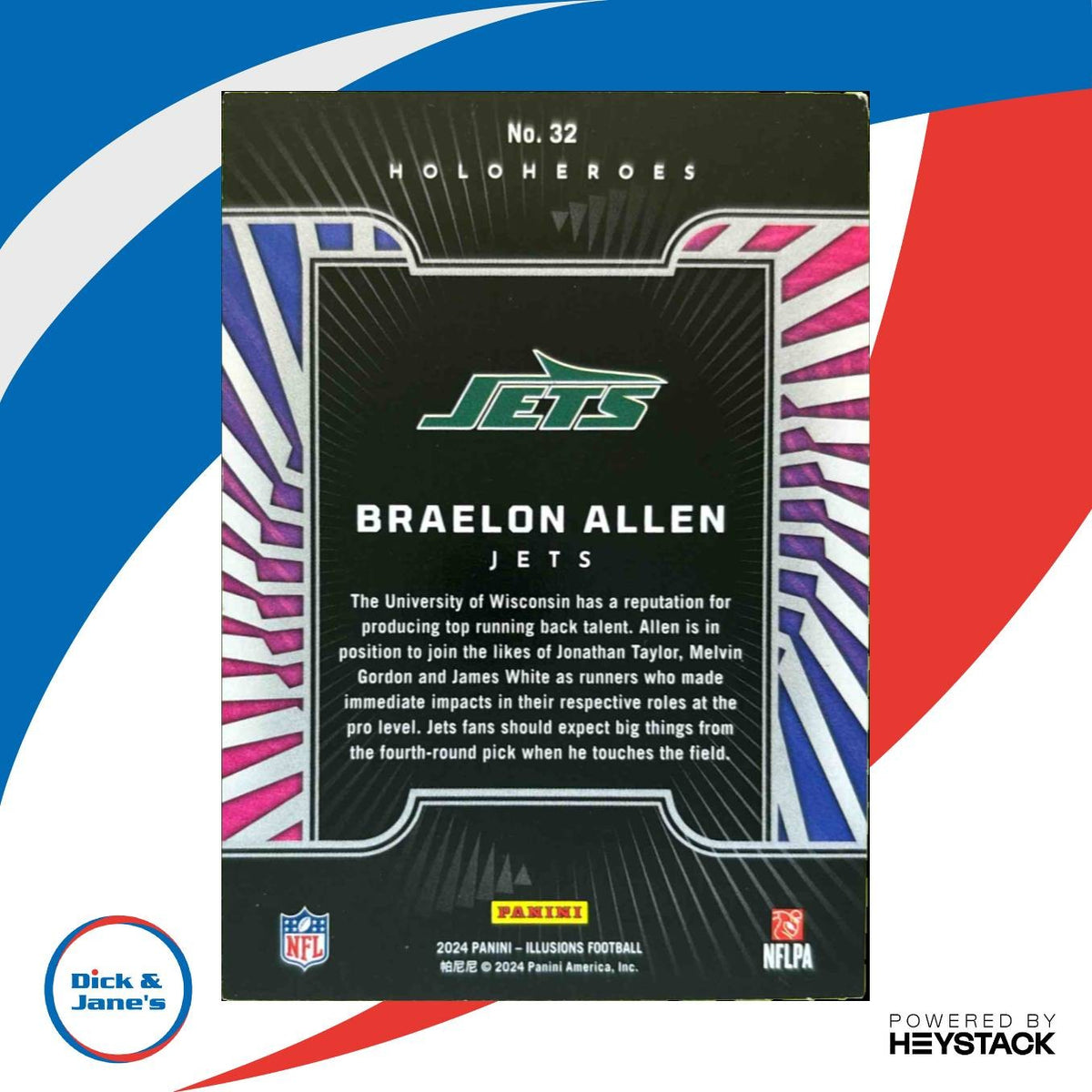 2024 Panini Illusions 32 Braelon Allen HoloHeroes Rookies Bronze New York Jets