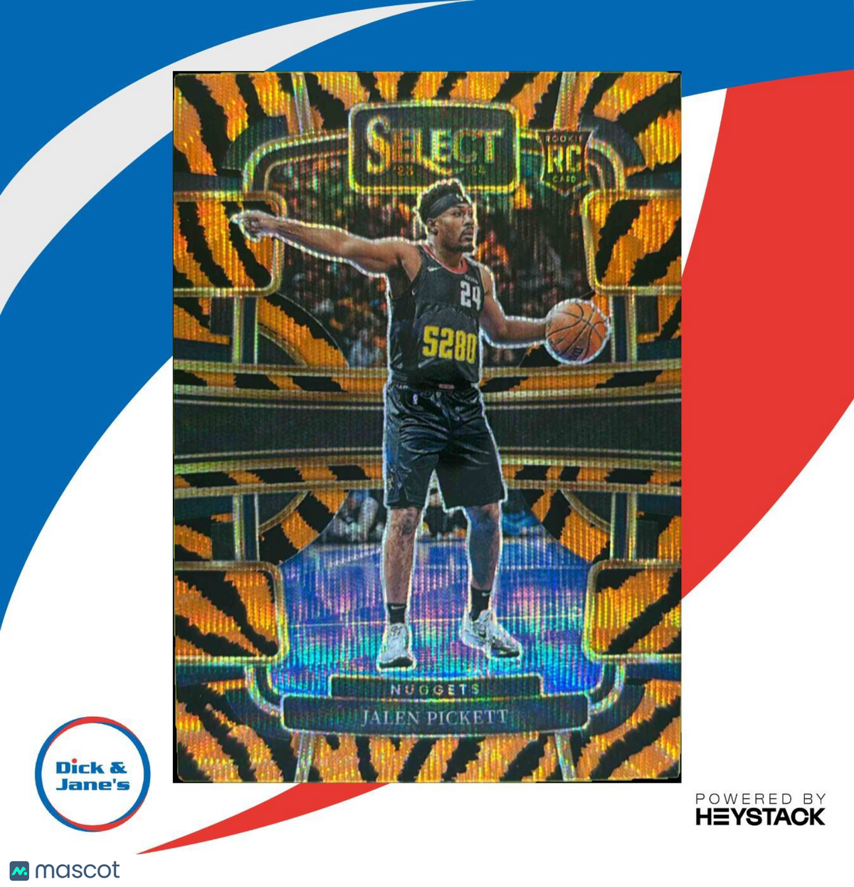 2023-24 Panini Select Jalen Pickett Tiger Prizms #68 RC Concourse Denver Nuggets