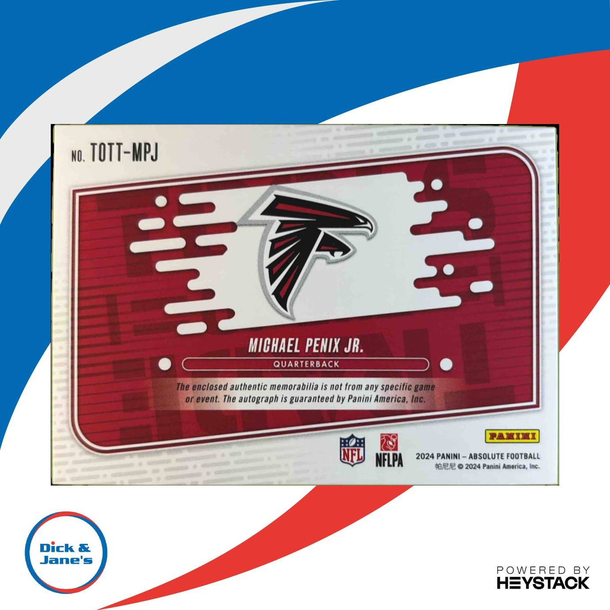 2024 Absolute Michael Penix Jr Tools of the Trade Triple Autos 19/99 RC Falcons