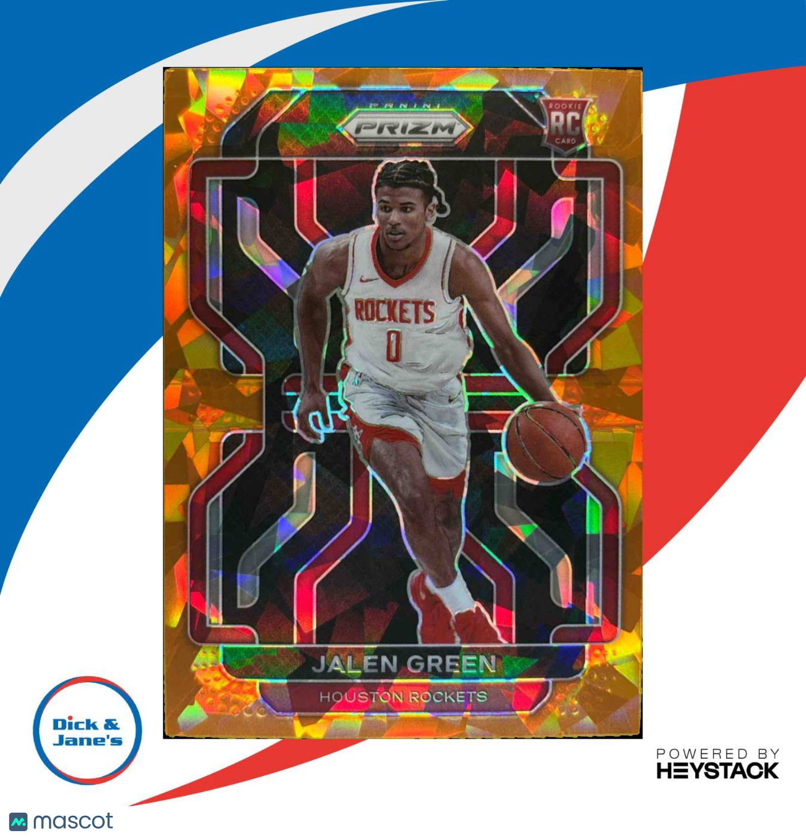2021-22 Panini Prizm Jalen Green RC Cracked Orange Ice #306 RC Houston Rockets