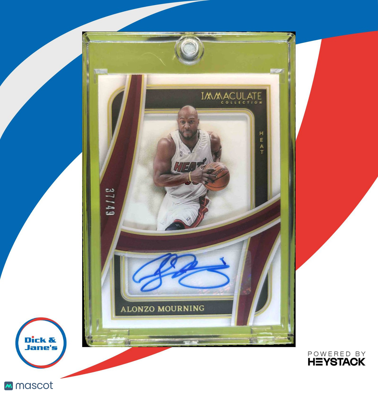 2023-24 Immaculate Alonzo Mourning Shadowbox Signatures 37/49 Auto Miami Heat