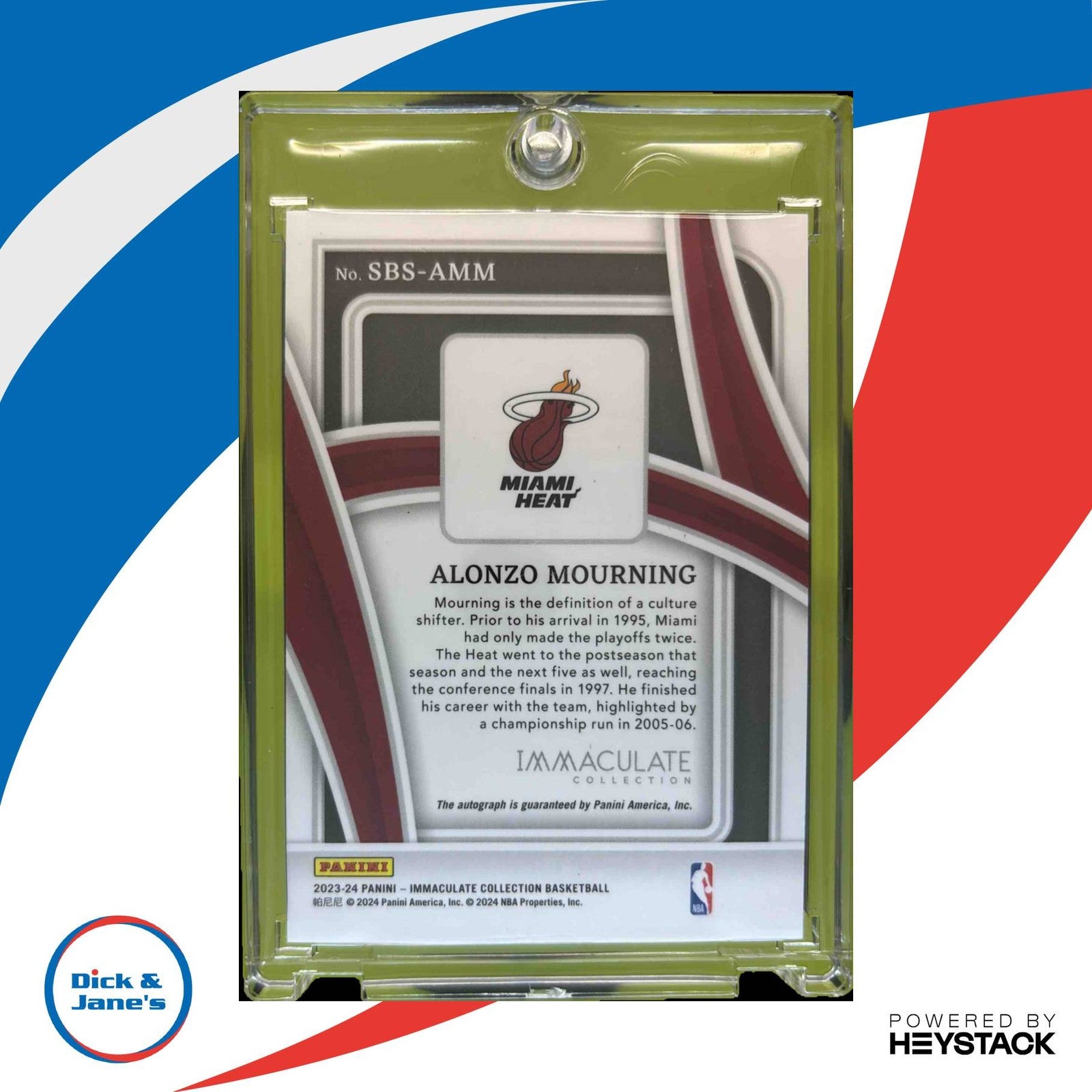 2023-24 Immaculate Alonzo Mourning Shadowbox Signatures 37/49 Auto Miami Heat
