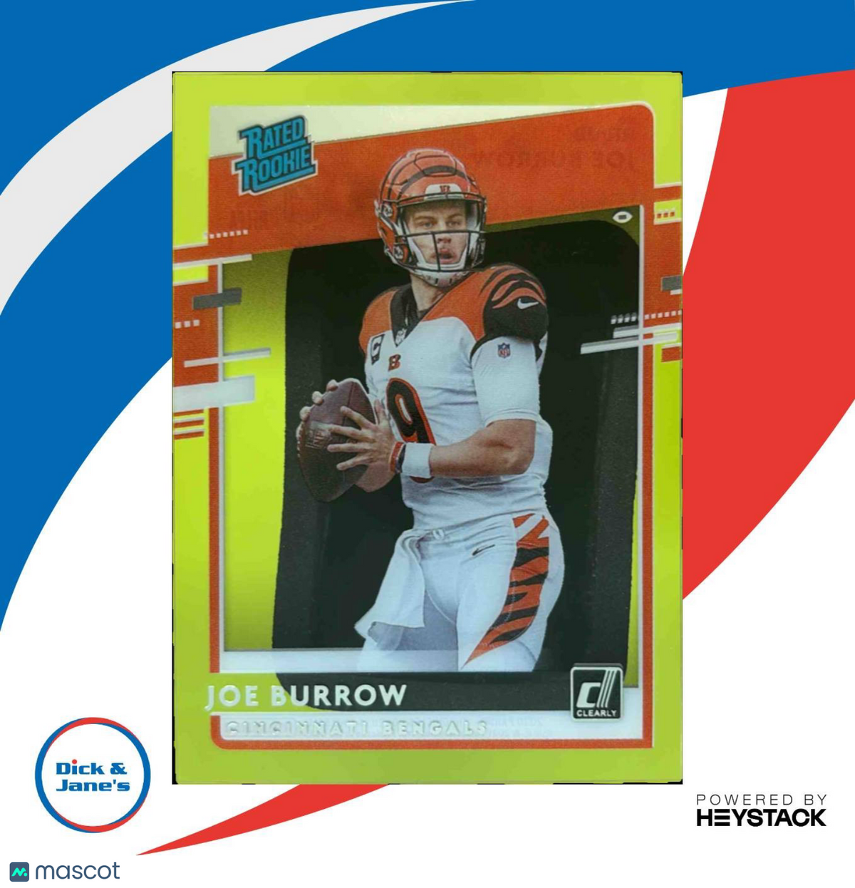 2020 Chronicles Joe Burrow Clearly Donruss Rated Rookie RC Cincinnati Bengals