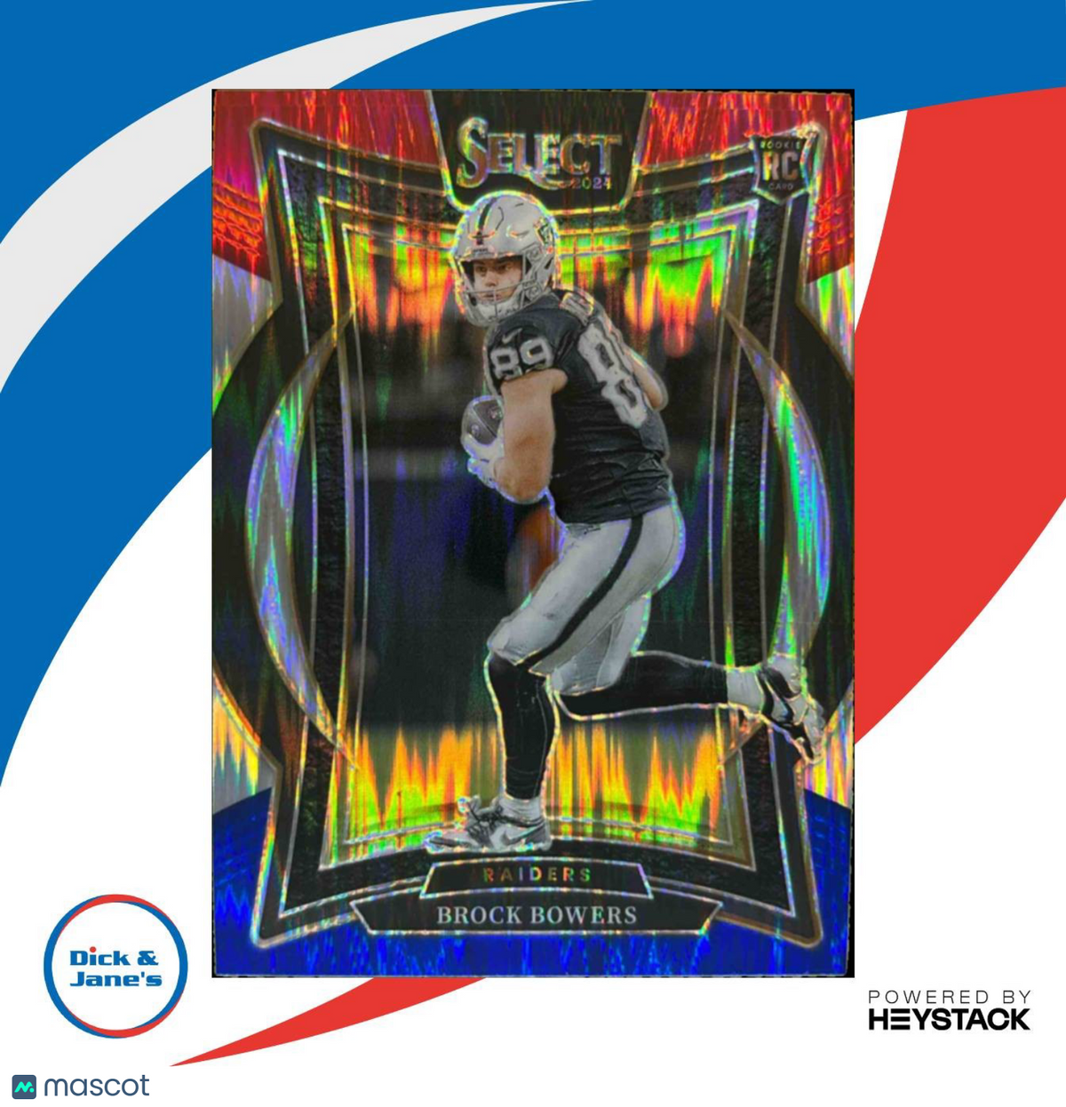 2024 Select Brock Bowers Concourse Red and Blue Prizm Shock RC Las Vegas Raiders