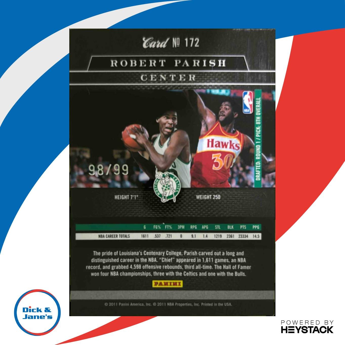 2010-11 Panini Elite Black Box Robert Parish Status /99 #172 Boston Celtics