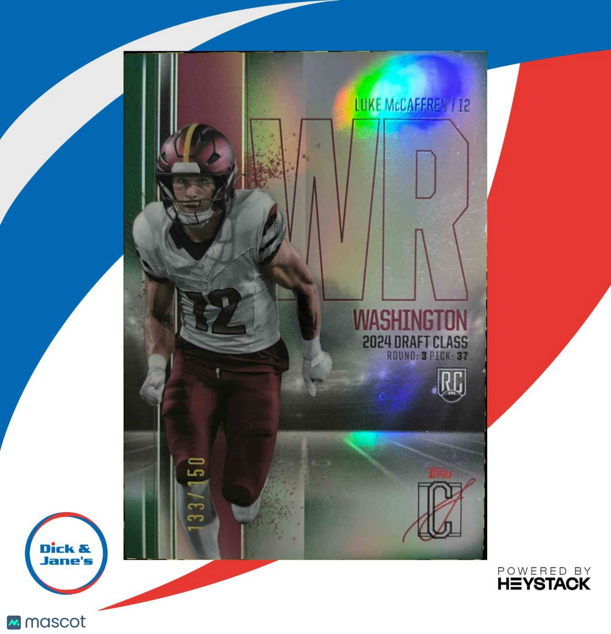 2024 Topps Signature Class Luke McCaffrey Rookie Chrome Variations Green /150