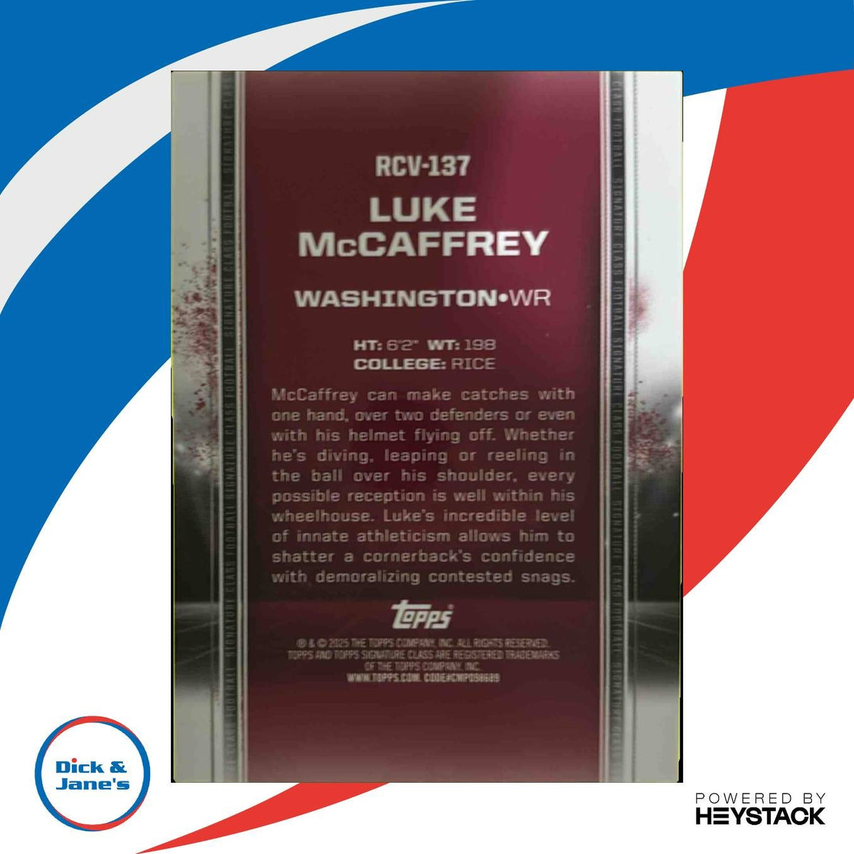 2024 Topps Signature Class Luke McCaffrey Rookie Chrome Variations Green /150