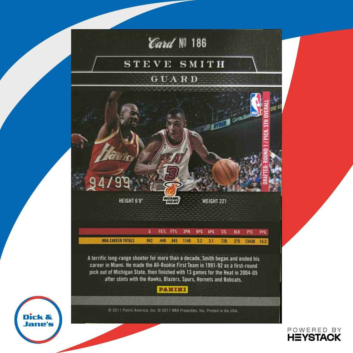 2010-11 Panini Elite Black Box Steve Smith Status /99 #186 Miami Heat