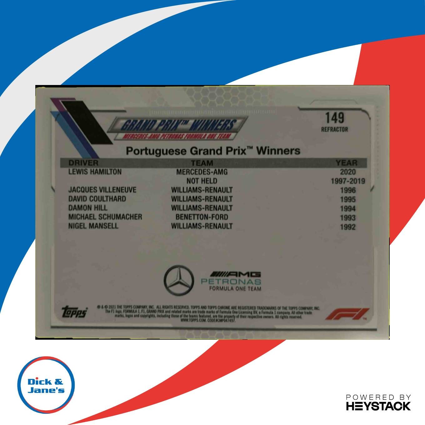 2021 Topps Chrome Formula 1 Lewis Hamilton Refractor #149