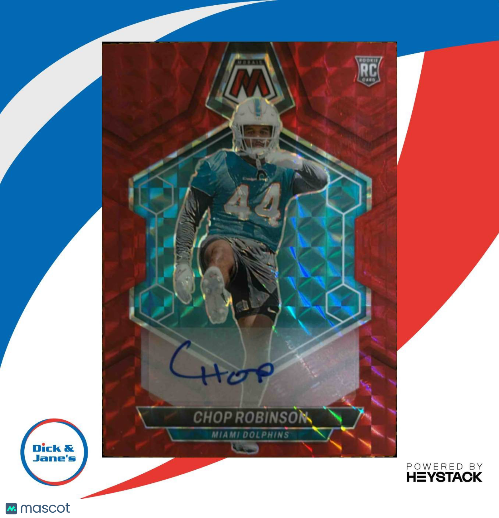 2024 Mosaic Chop Robinson Rookie Auto Red Prizm 149/199 #321 RC Miami Dolphins