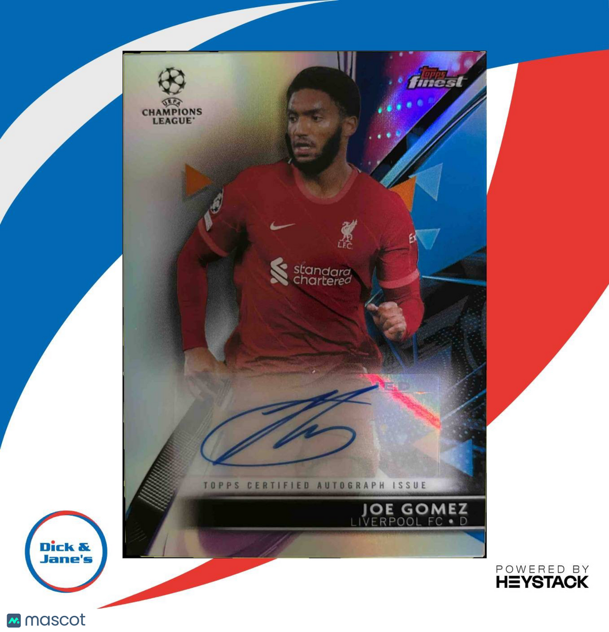 2021 Topps Finest UEFA Champions League Joe Gomez Auto #BA-JG