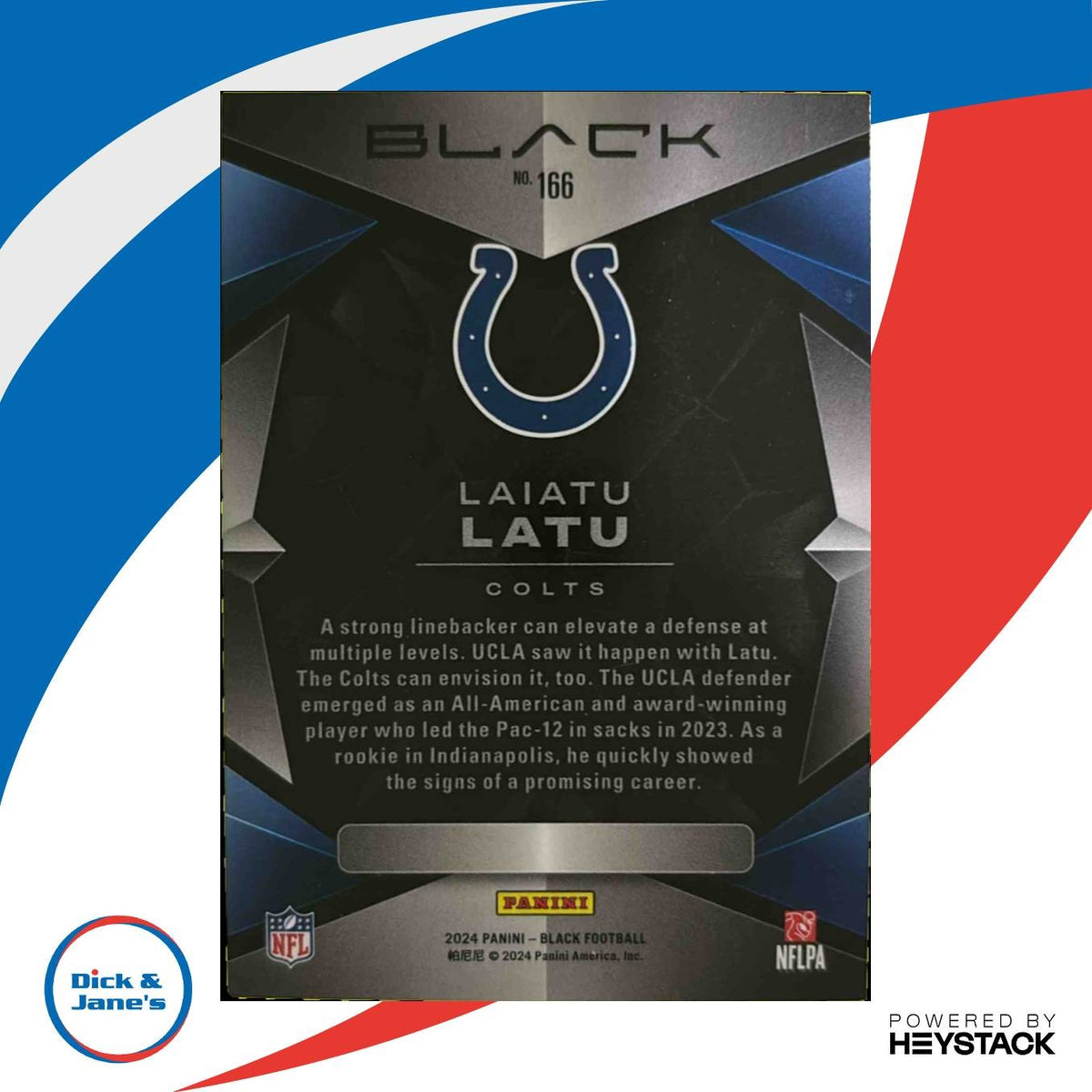 2024 Panini Black Laiatu Latu Rookies Royal 23/99 #166 RC Indianapolis Colts