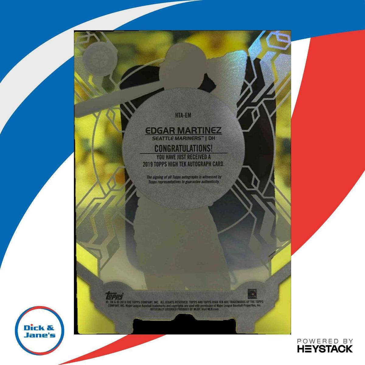 2019 Topps High Tek Edgar Martinez Auto #HTA-EM Seattle Mariners