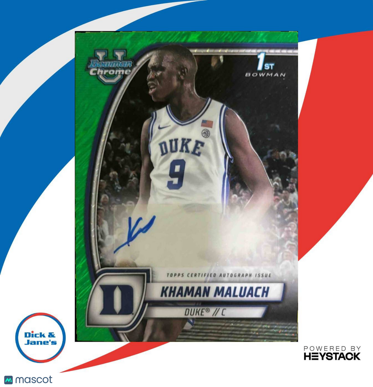 2024-25 Bowman University Chrome Khaman Maluach Auto Green Shimmer Refractor #46