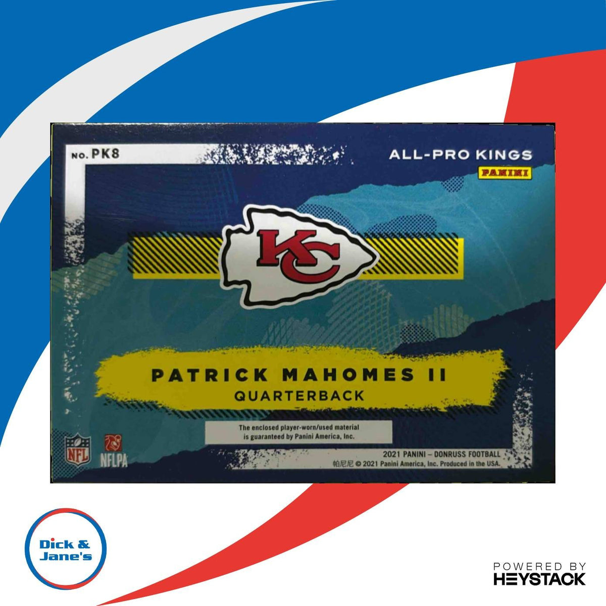 2021 Donruss Patrick Mahomes II All Pro Kings Studio Series Jersey /299 Chiefs