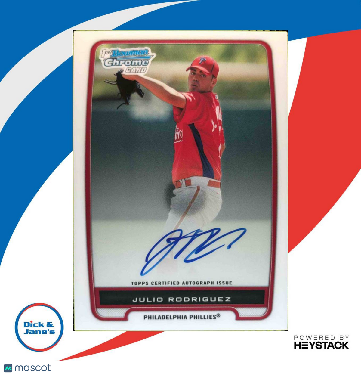 2012 Bowman Julio Rodriguez Chrome Prospect Auto #BCP101 Philadelphia Phillies