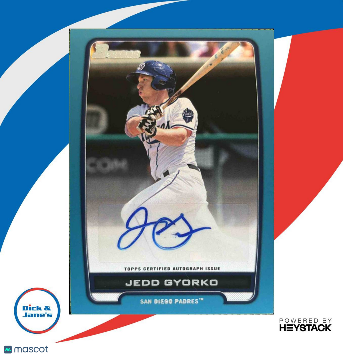 2012 Bowman Jedd Gyorko Prospect Auto Blue 244/500 #BPA-JG San Diego Padres