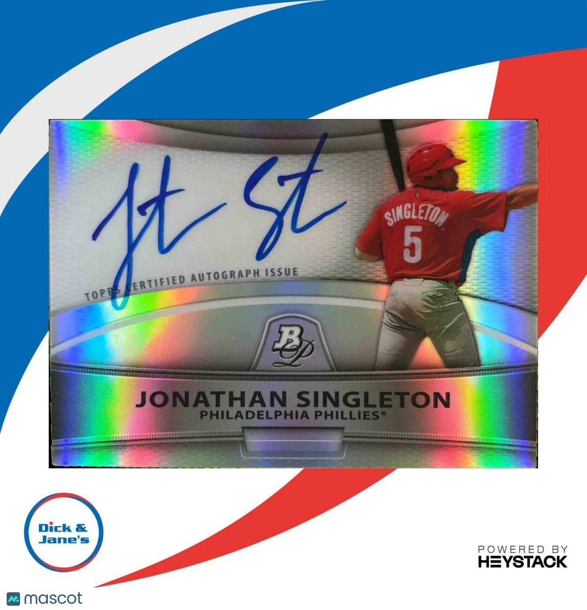 2010 Bowman Platinum Jonathan Singleton Prospect Auto Refractor Phillies
