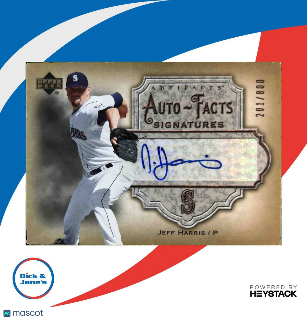 2006 Upper Deck Artifacts Jeff Harris Auto Facts Signatures /800 RC Mariners