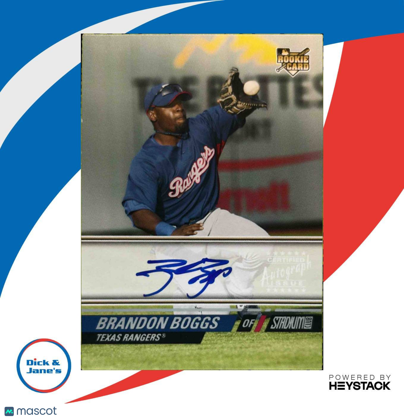 2008 Topps Stadium Club Brandon Boggs #161 Auto RC Texas Rangers