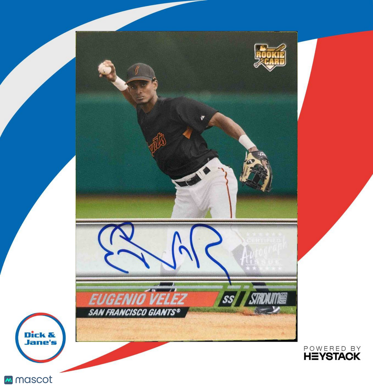 2008 Topps Stadium Club Eugenio Velez #185 Auto RC San Francisco Giants