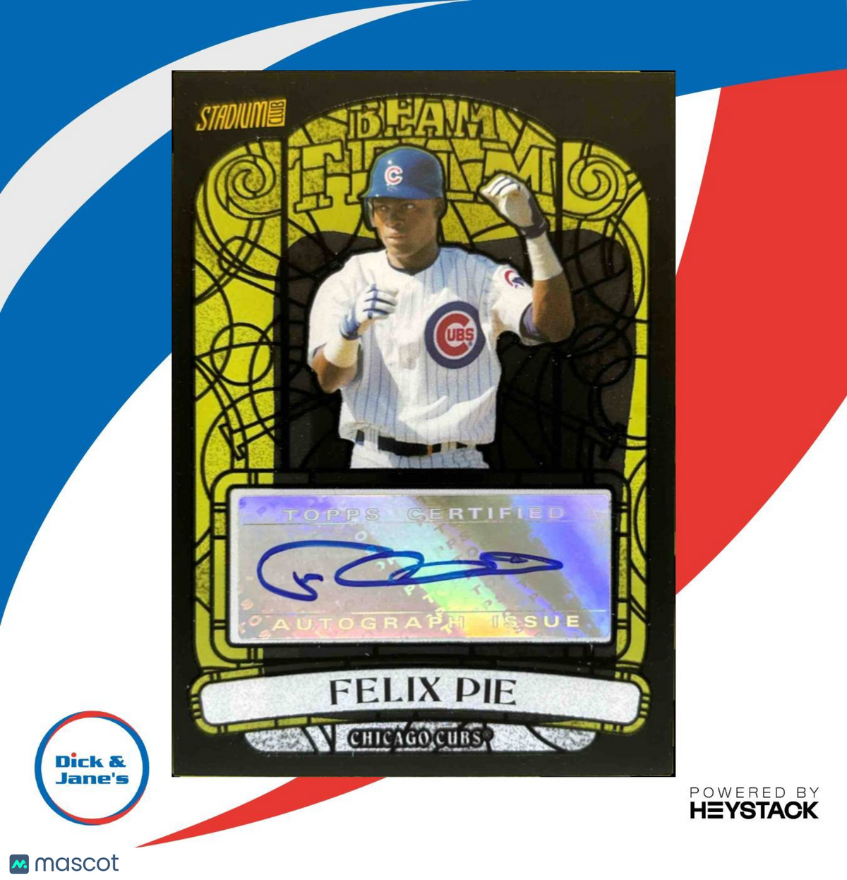 2008 Topps Stadium Club Felix Pie Beam Team Auto Black and White 28/99 RC Cubs